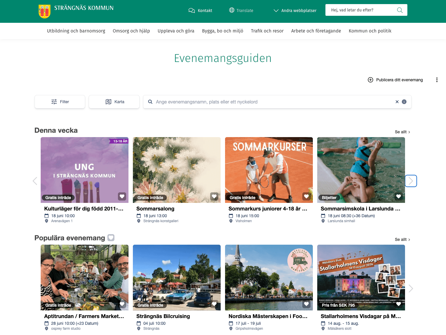 Browse Strängnäs kommun's event calendar.