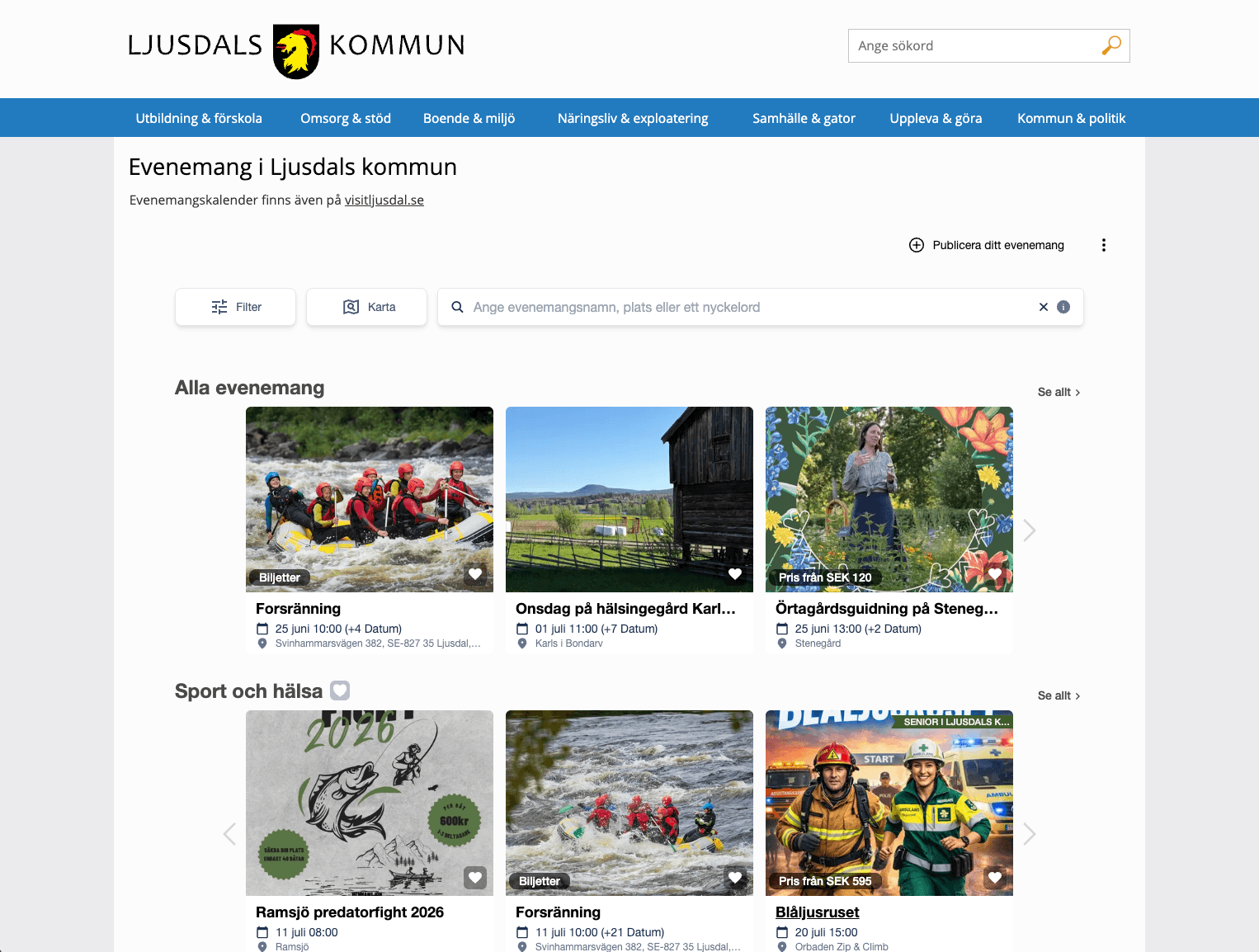 Browse Ljusdals kommun's event calendar.
