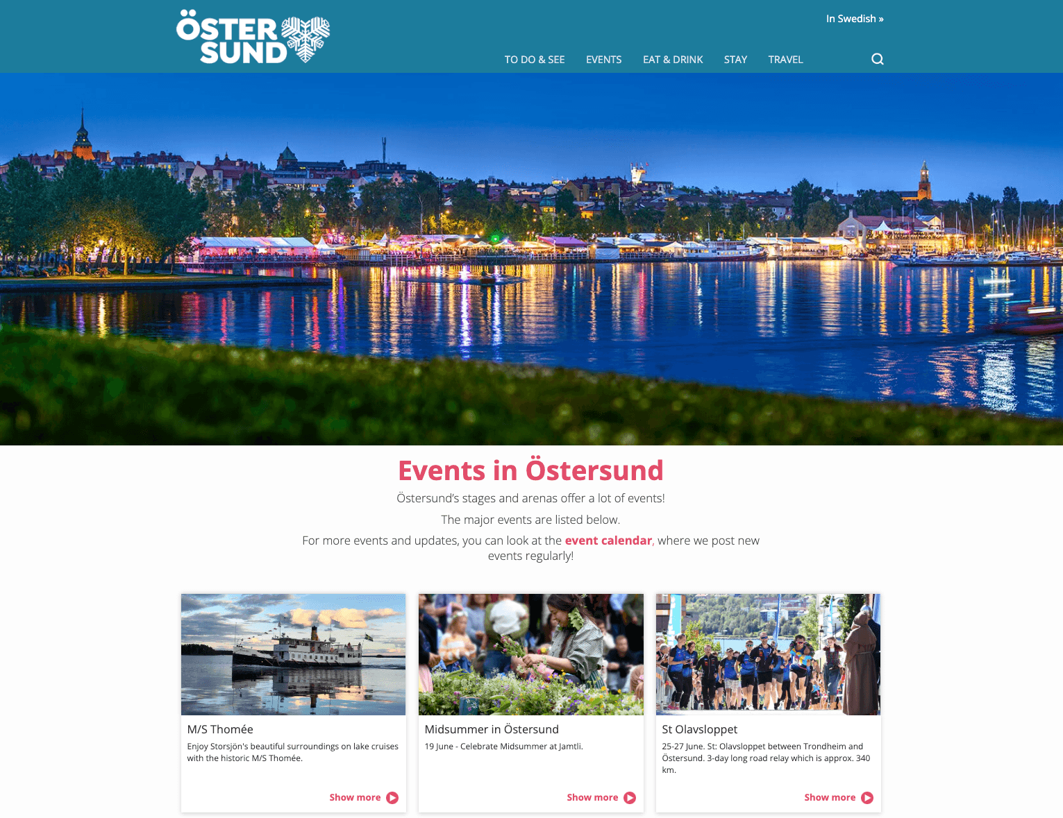 Browse Destination Östersund's event calendar.